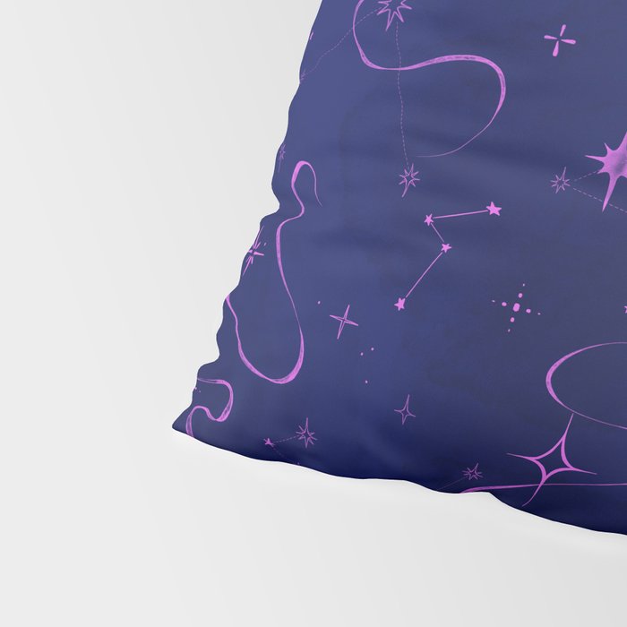 Pink and dark blue mystical starry night Pillow Sham Gallery Image 4
