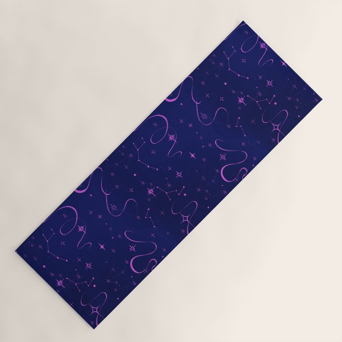 Pink and dark blue mystical starry night Yoga Mat Gallery Image 1