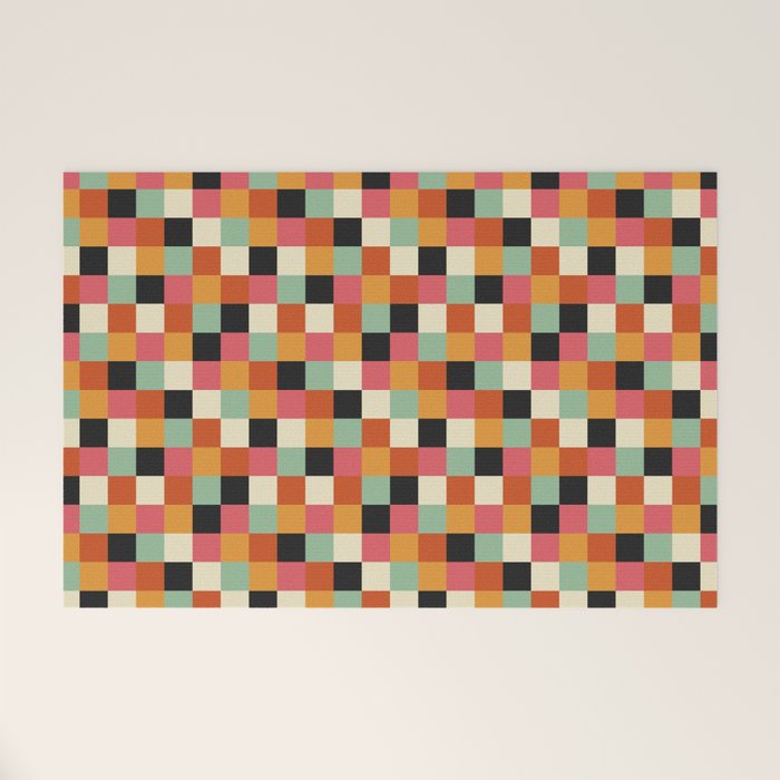 Bold Colorful Checks Pattern - Small XVIII Welcome Mat Gallery Image 1