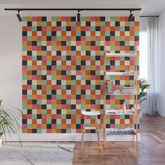 Bold Colorful Checks Pattern - Small XVIII Wall Mural Gallery Image 1