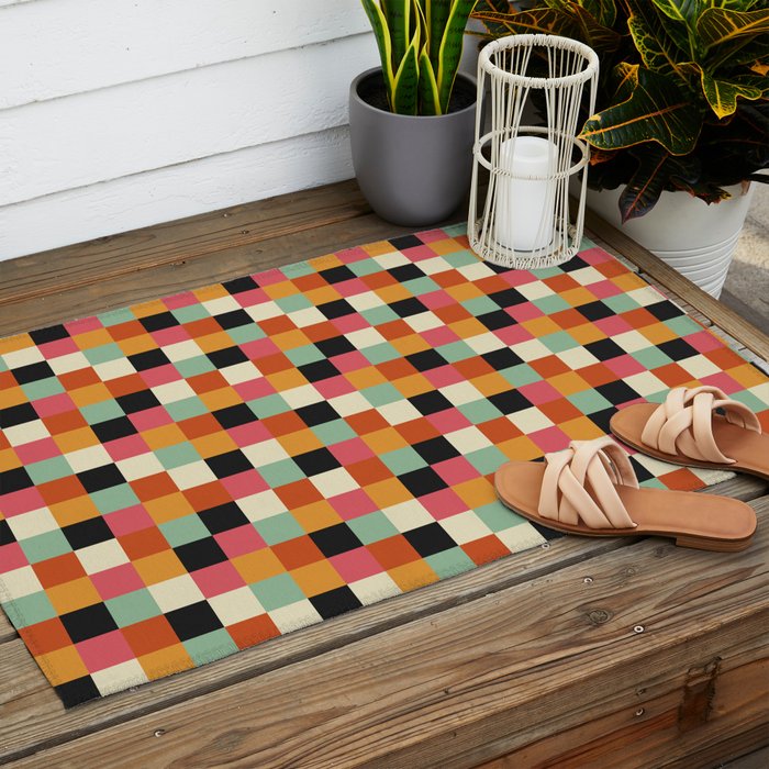 Bold Colorful Checks Pattern - Small XVIII Outdoor Rug Gallery Image 2