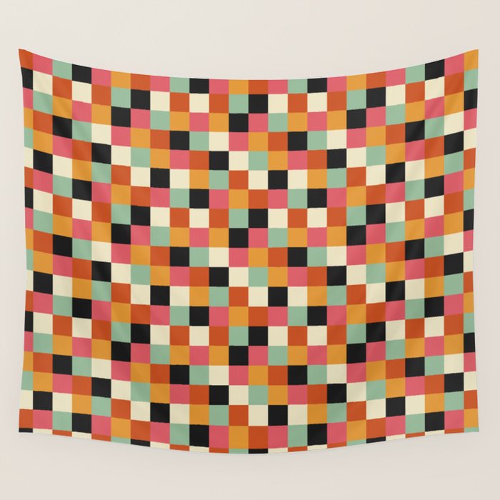 Bold Colorful Checks Pattern - Small XVIII Wall Tapestry Gallery Image 1