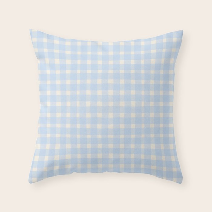 Blue White Gingham Check Throw Pillow Gallery Image 1
