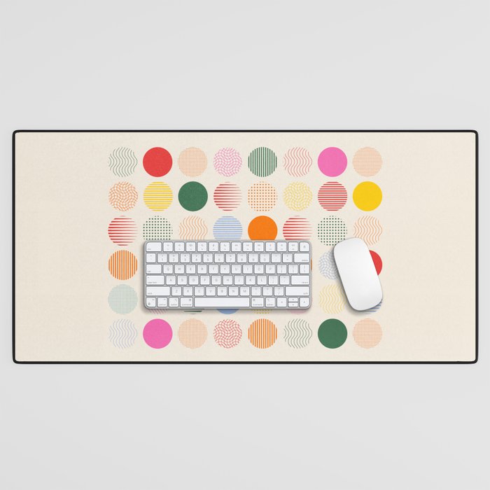 Retro Geometric Circles: Peach Bauhaus Edition Desk Mat Gallery Image 1
