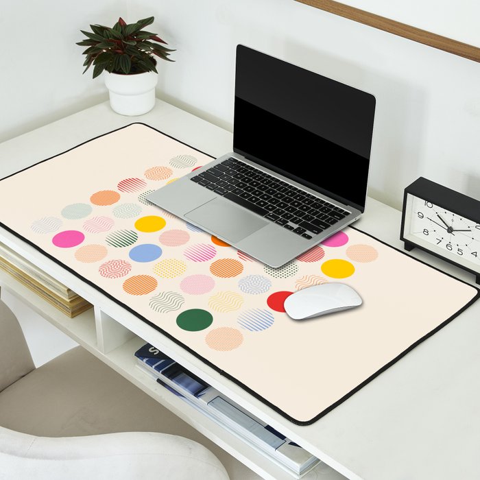 Retro Geometric Circles: Peach Bauhaus Edition Desk Mat Gallery Image 2