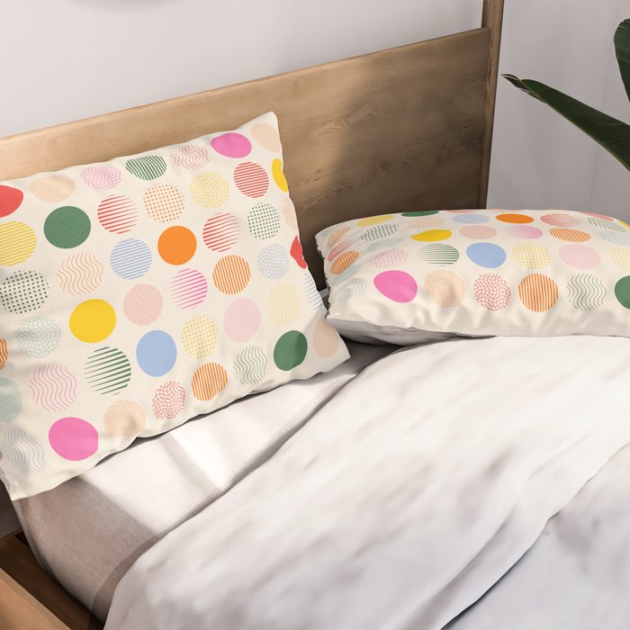 Retro Geometric Circles: Peach Bauhaus Edition Pillow Sham Gallery Image 2