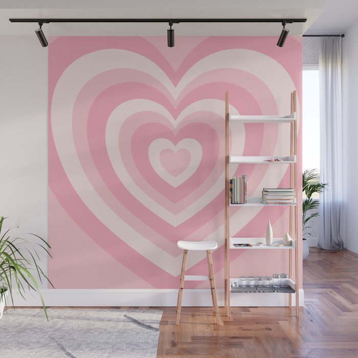 Pink Love Hearts  Wall Mural Gallery Image 1