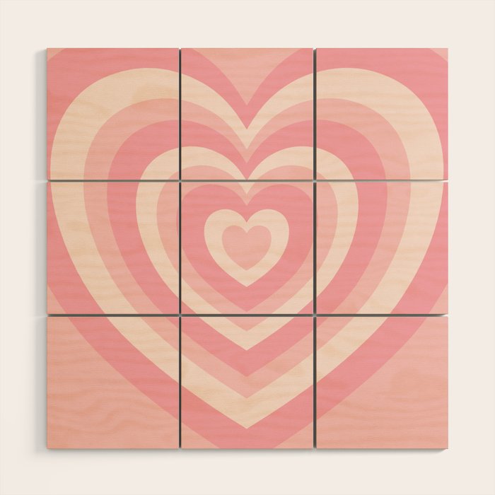 Pink Love Hearts  Wood Wall Art Gallery Image 1