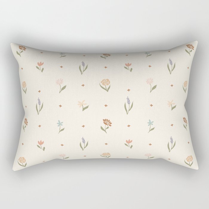 Folk Wildflowers Rectangular Pillow Gallery Image 1