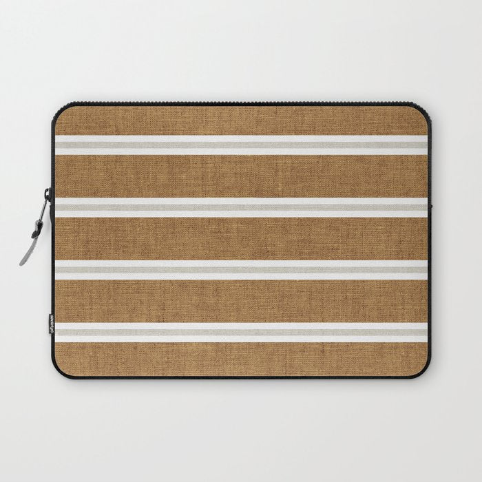 Cadence stripes - rust and beige stripes Laptop Sleeve Gallery Image 1