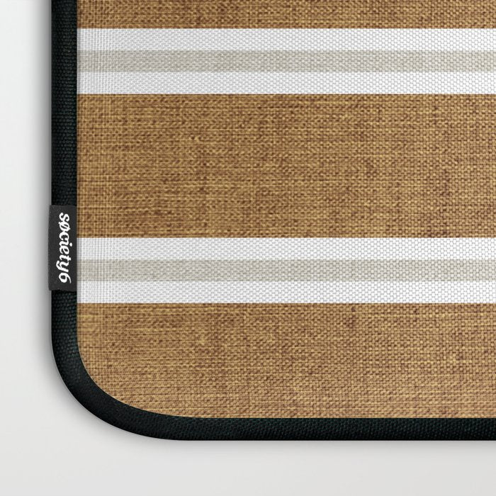 Cadence stripes - rust and beige stripes Laptop Sleeve Gallery Image 3