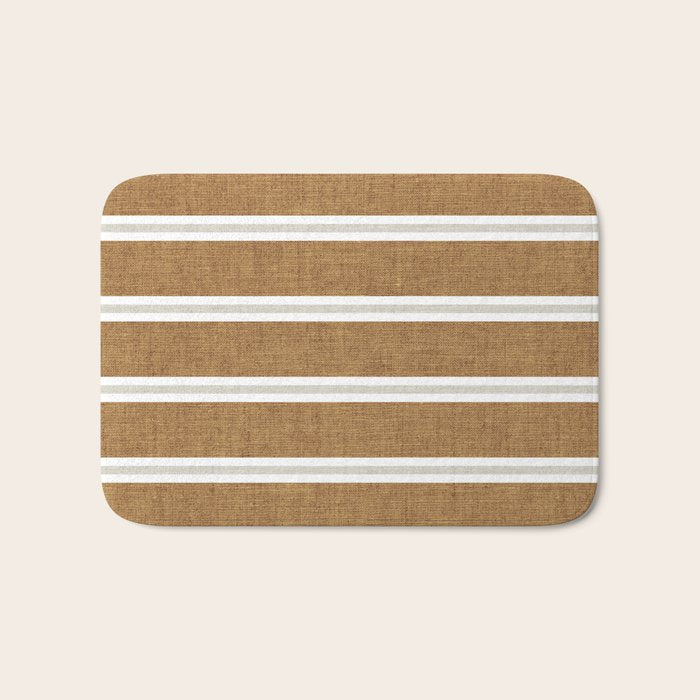 Cadence stripes - rust and beige stripes Bath Mat Gallery Image 1