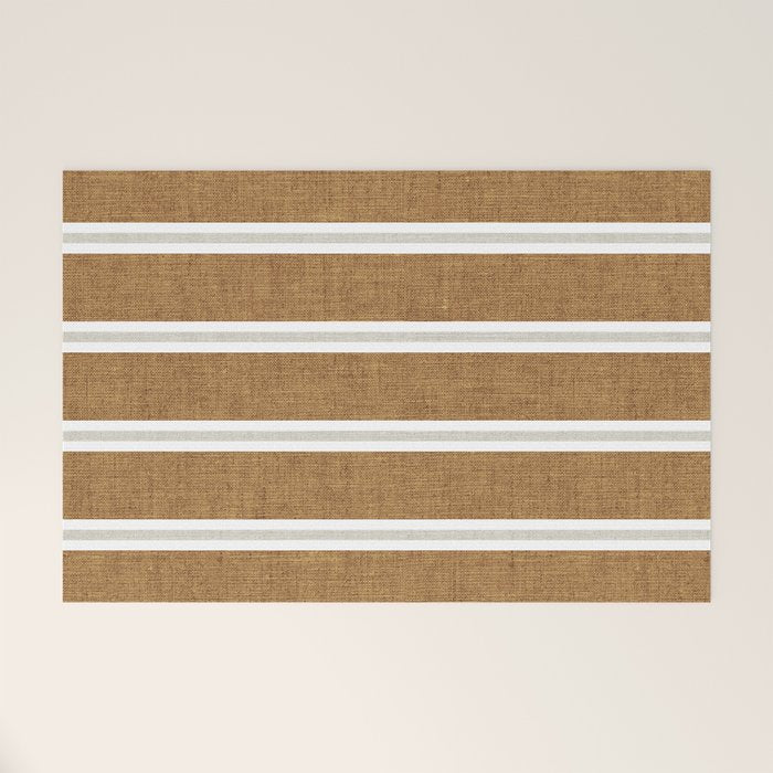 Cadence stripes - rust and beige stripes Welcome Mat Gallery Image 1