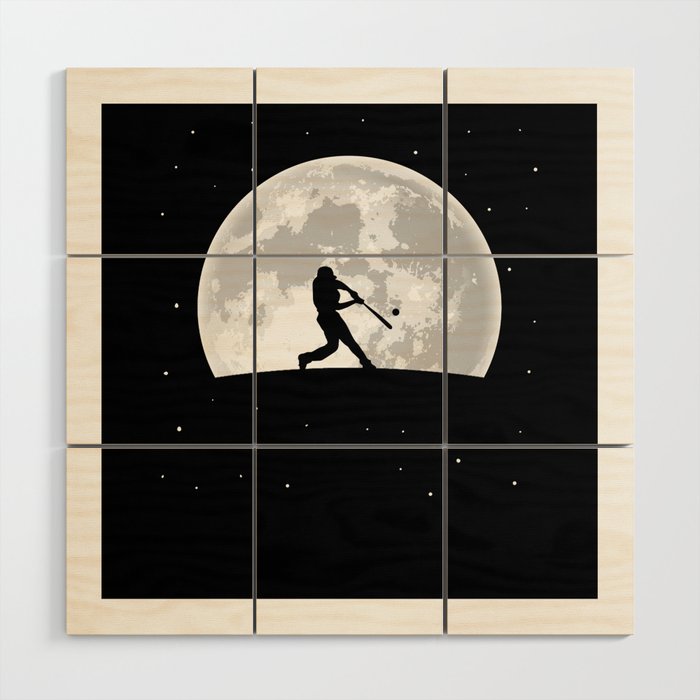 Baseball Moon Wood Wall Art Gallery Image 1