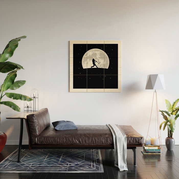Baseball Moon Wood Wall Art Gallery Image 2