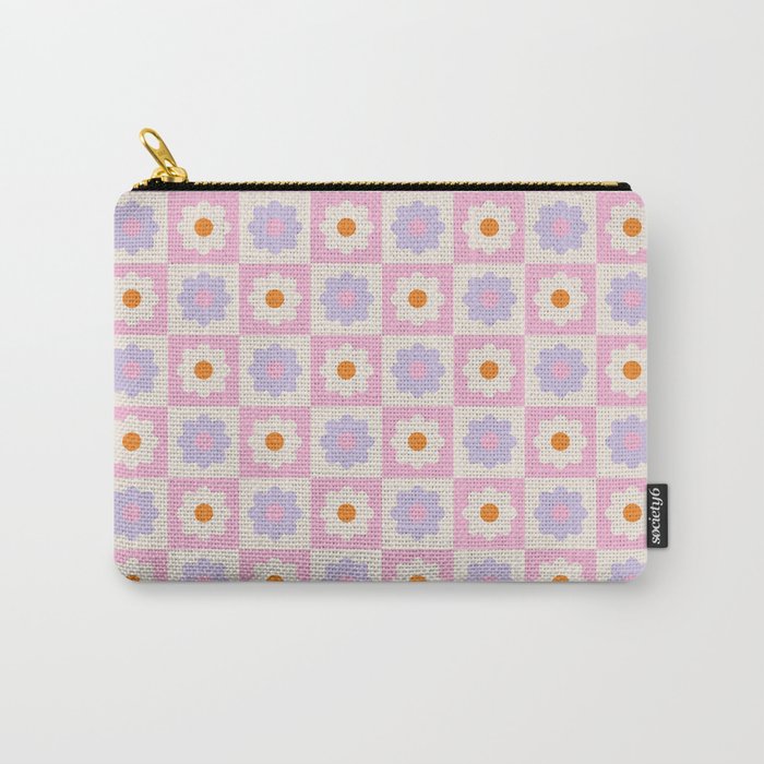 Retro Flower Pattern II Carry All Pouch Gallery Image 1
