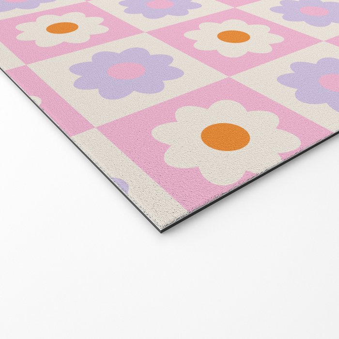 Retro Flower Pattern II Welcome Mat Gallery Image 2