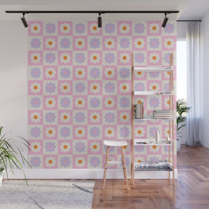 Retro Flower Pattern II Wall Mural Gallery Image 1