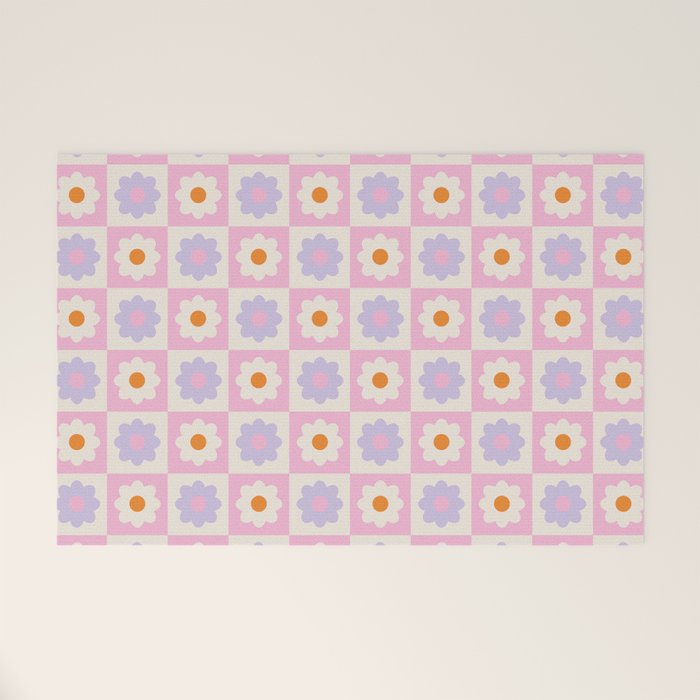 Retro Flower Pattern II Welcome Mat Gallery Image 1