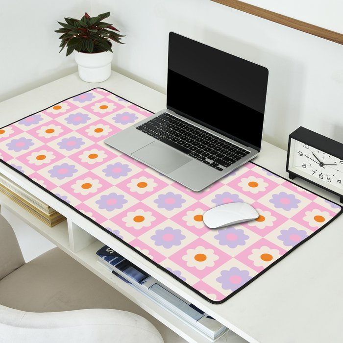 Retro Flower Pattern II Desk Mat Gallery Image 2