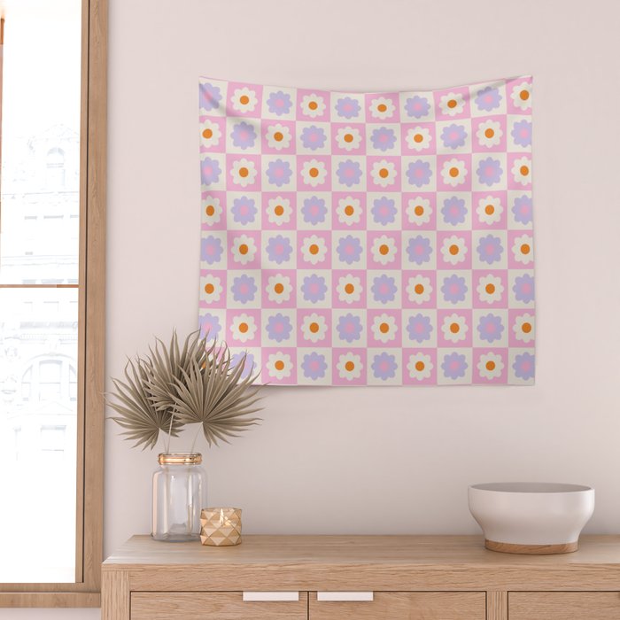 Retro Flower Pattern II Wall Tapestry Gallery Image 2