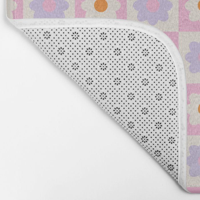Retro Flower Pattern II Bath Mat Gallery Image 2
