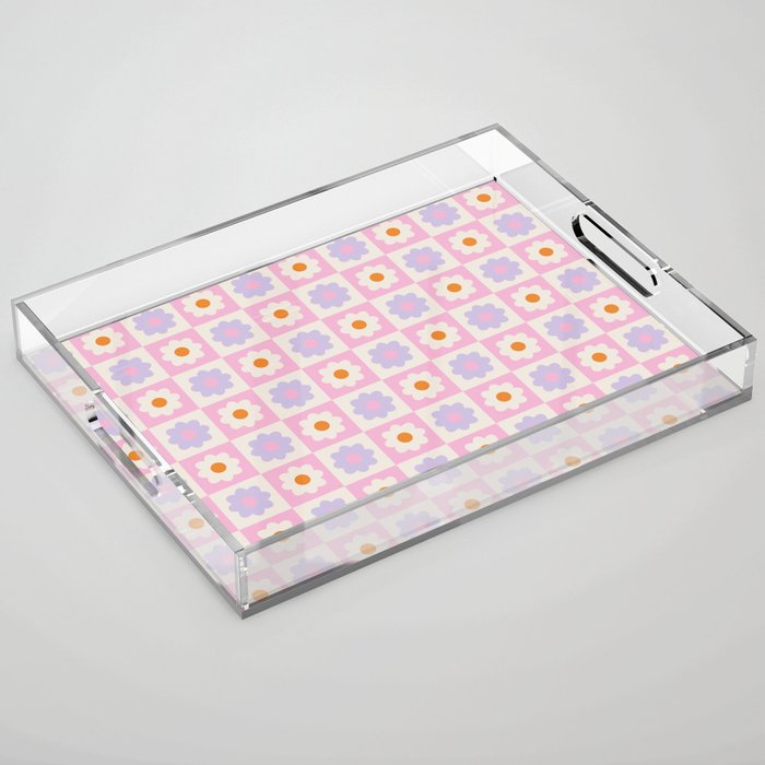 Retro Flower Pattern II Acrylic Tray Gallery Image 1