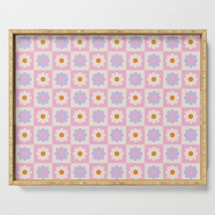 Retro Flower Pattern II Serving Tray Gallery Image 1