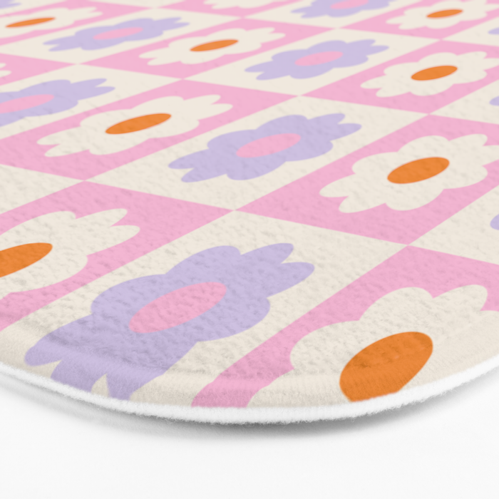 Retro Flower Pattern II Bath Mat Gallery Image 3