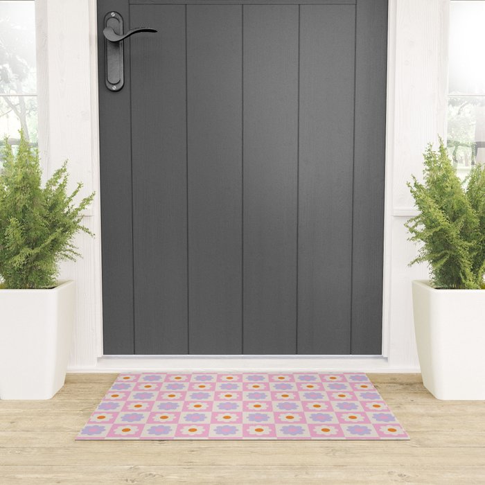 Retro Flower Pattern II Welcome Mat Gallery Image 3