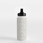 Lotus Block Print Floral - Beige White Water Bottle Gallery Image 2