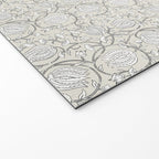 Lotus Block Print Floral - Beige White Welcome Mat Gallery Image 2