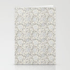 Lotus Block Print Floral - Beige White Stationery Card Gallery Image 2