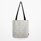 Lotus Block Print Floral - Beige White Tote Bag Gallery Image 2
