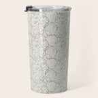 Lotus Block Print Floral - Beige White Travel Mug Gallery Image 3