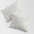 Lotus Block Print Floral - Beige White Pillow Sham Gallery Image 3