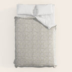 Lotus Block Print Floral - Beige White Comforter Gallery Image 6