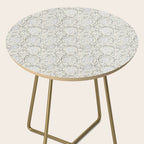 Lotus Block Print Floral - Beige White Side Table Gallery Image 2