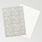 Lotus Block Print Floral - Beige White Stationery Card Gallery Image 2