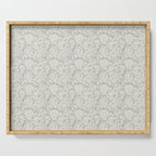 Lotus Block Print Floral - Beige White Serving Tray Gallery Image 1