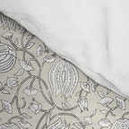 Lotus Block Print Floral - Beige White Comforter Gallery Image 4