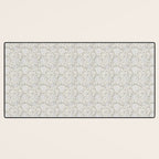 Lotus Block Print Floral - Beige White Desk Mat Gallery Image 3