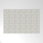 Lotus Block Print Floral - Beige White Welcome Mat Gallery Image 1