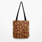 Red & Gold Floral Damasks Pattern Tote Bag Gallery Image 2
