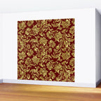 Red & Gold Floral Damasks Pattern Wall Mural Gallery Image 2