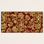 Red & Gold Floral Damasks Pattern Desk Mat Gallery Image 3