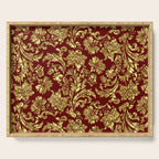 Red & Gold Floral Damasks Pattern Serving Tray Gallery Image 1