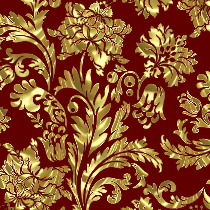 Red & Gold Floral Damasks Pattern Coffee Mug Gallery Image 2