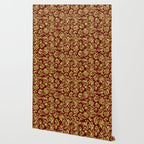 Red & Gold Floral Damasks Pattern Wallpaper Gallery Image 2