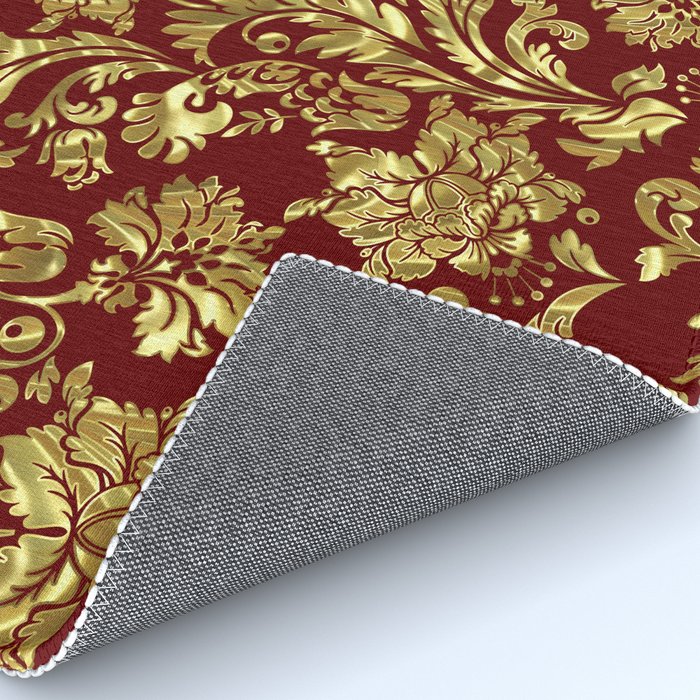 Red & Gold Floral Damasks Pattern Rug Gallery Image 4